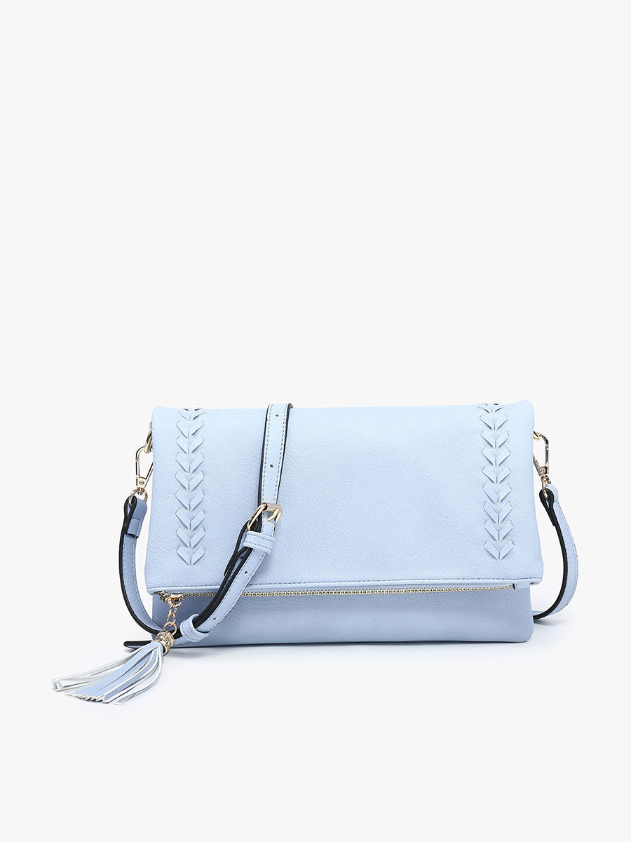 Isadora Vegan Dist Whipstitch Crossbody Periwinkle - Jen & Co. vegan handbag
