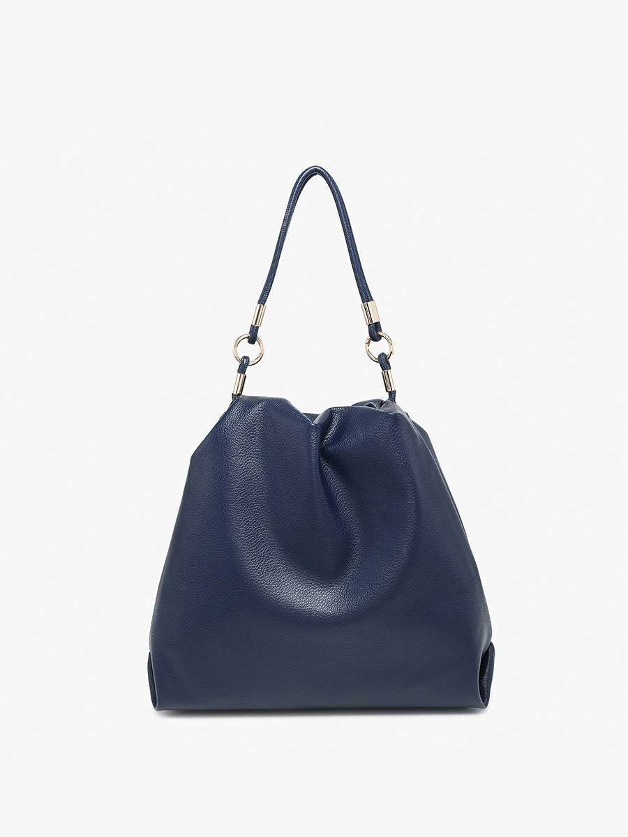 Noelle Vegan Two-Tone Hobo Navy Teal - Jen & Co. vegan handbag