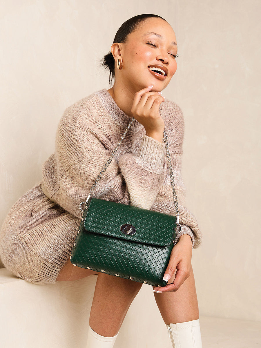 Yazmin Vegan Woven Crossbody - Jen & Co. vegan handbag