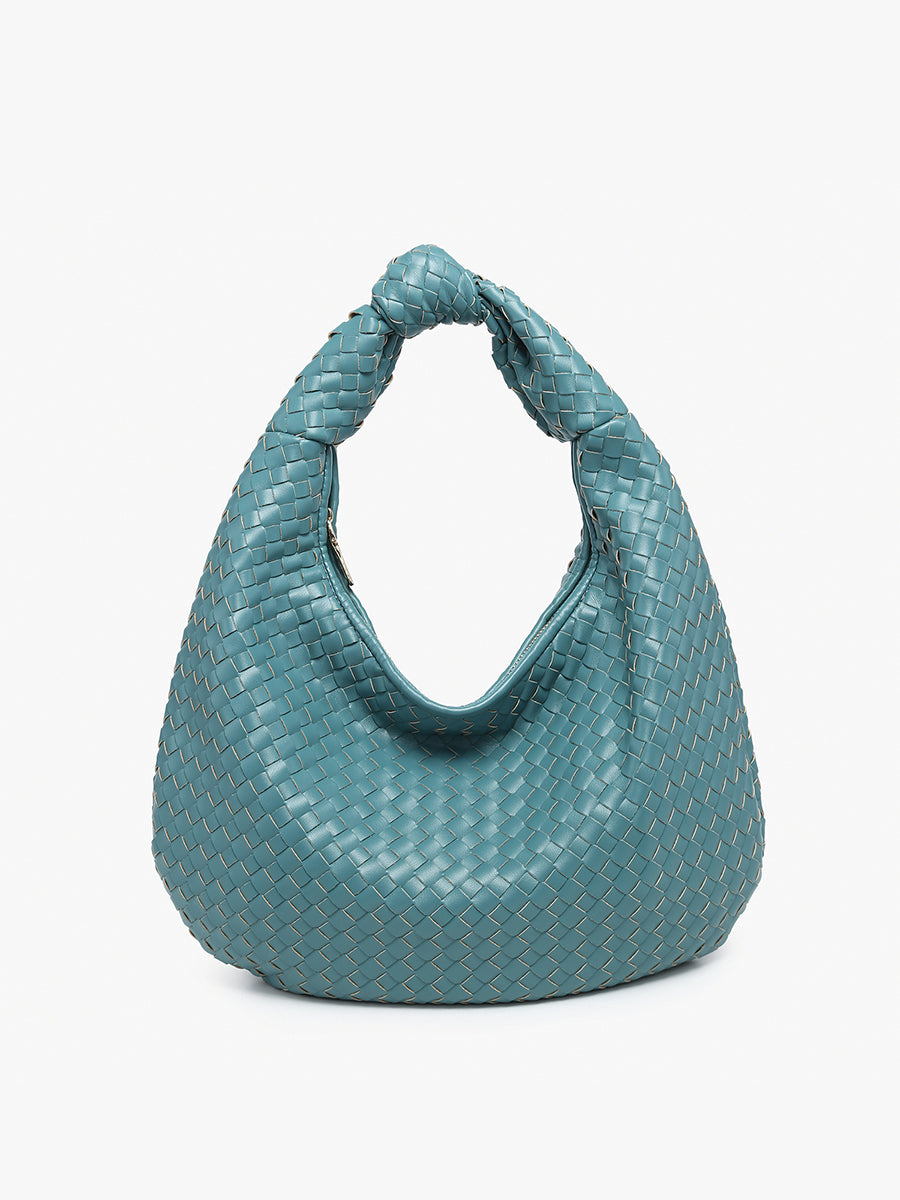 Valentina Vegan Woven Hobo Slate - Jen & Co. vegan handbag