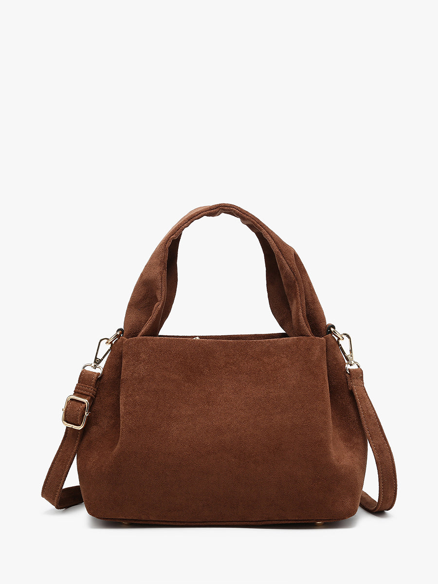 Lia Vegan Suede Satchel Brown - Jen & Co. vegan handbag