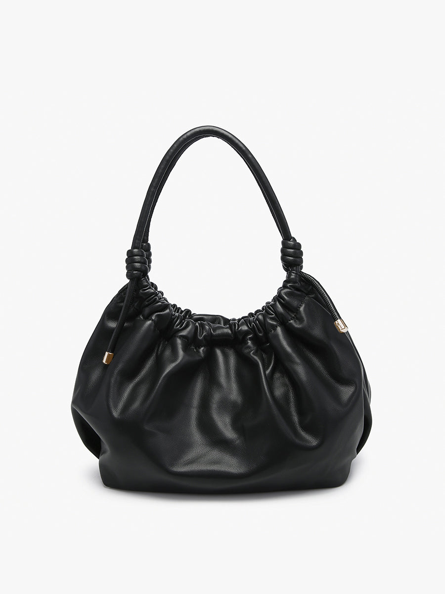 Celia Vegan Ruched Satchel in Black - Jen & Co. vegan handbag