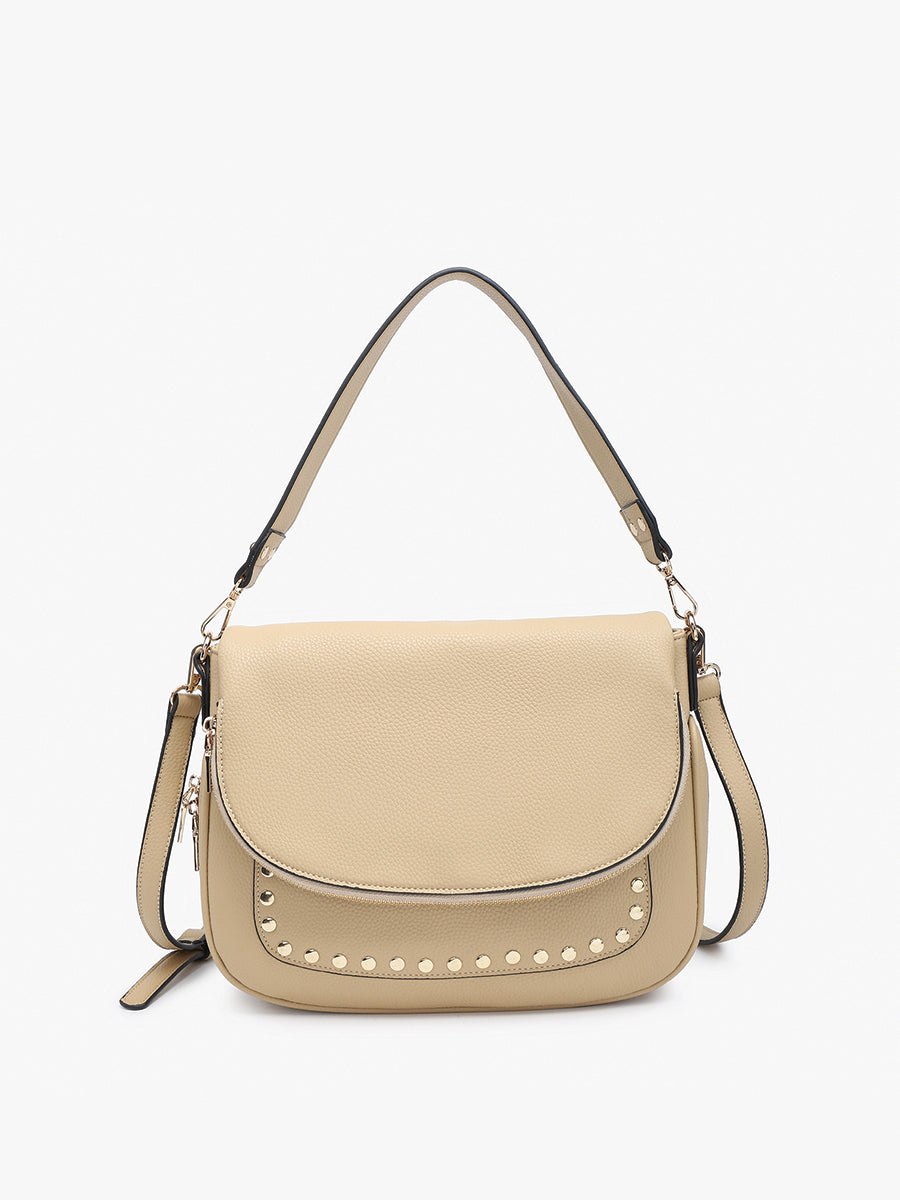 Monet Vegan Grommet Saddle Bag Pear - Jen & Co. vegan handbag