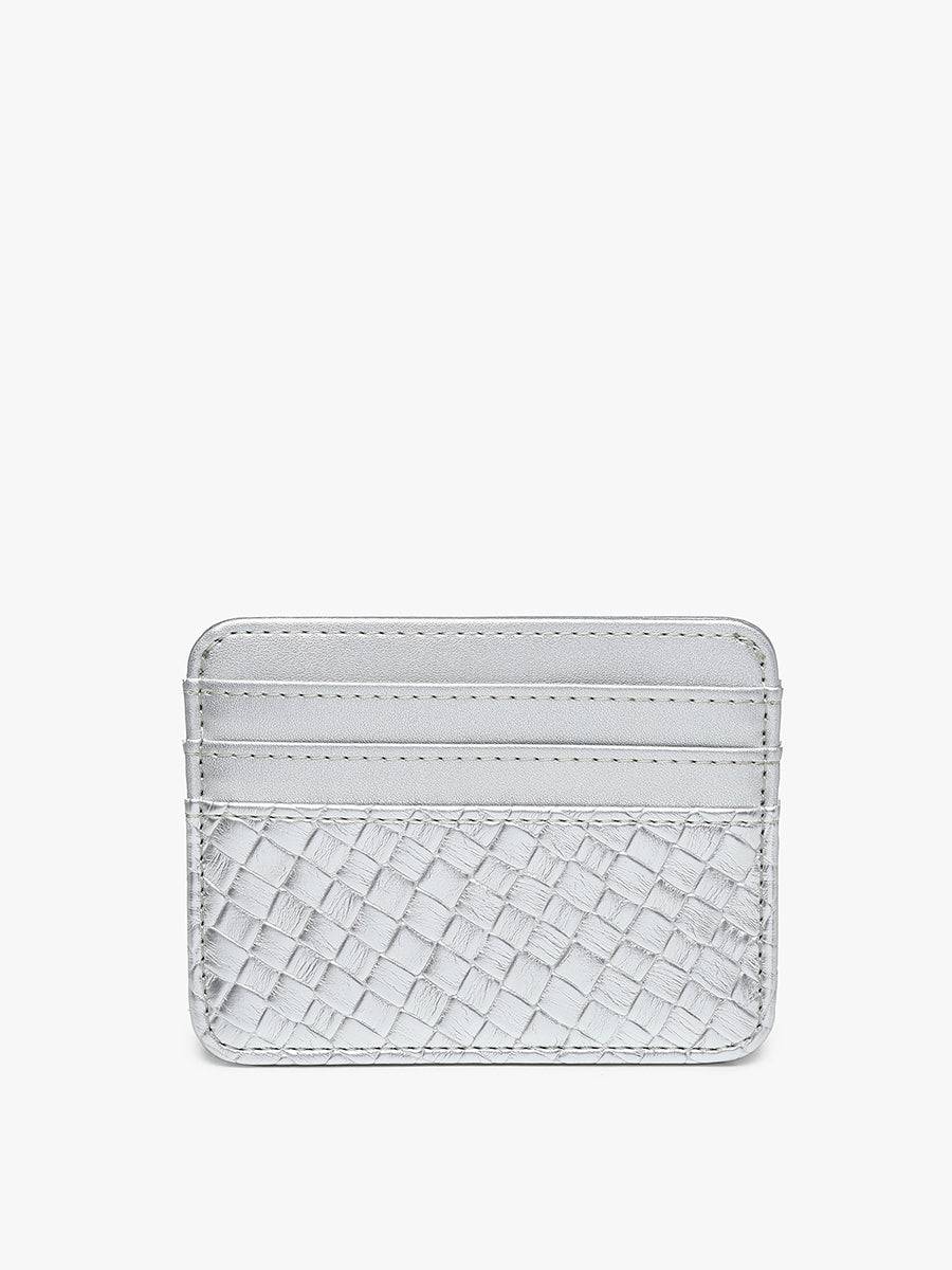 Fatima Vegan Woven Wallet Silver - Jen & Co. vegan handbag