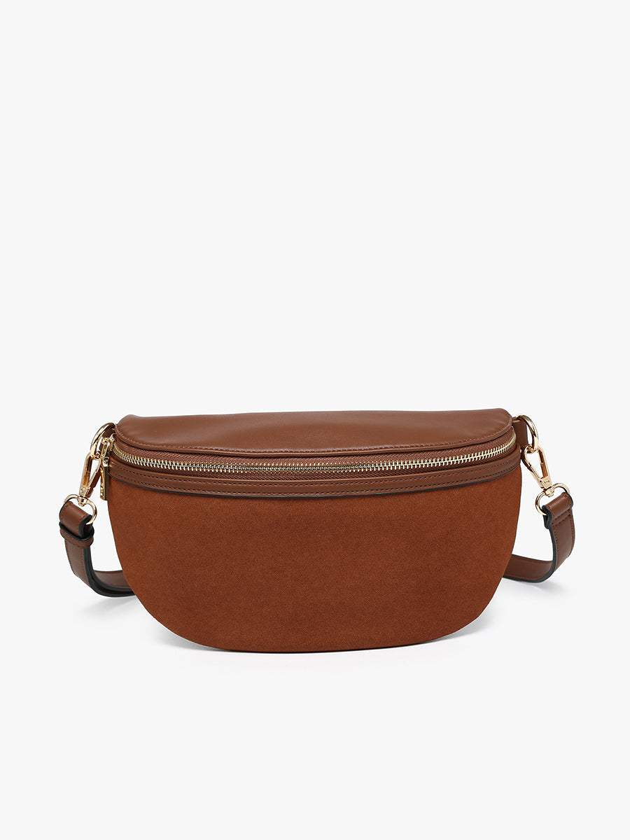 Regina Vegan Suede Sling Bag Brown - Jen & Co. vegan handbag