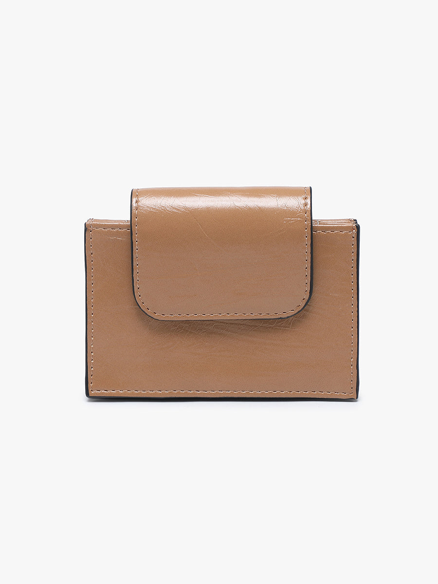 Ella Vegan RFID Mini Wallet Tan - Jen & Co. vegan handbag