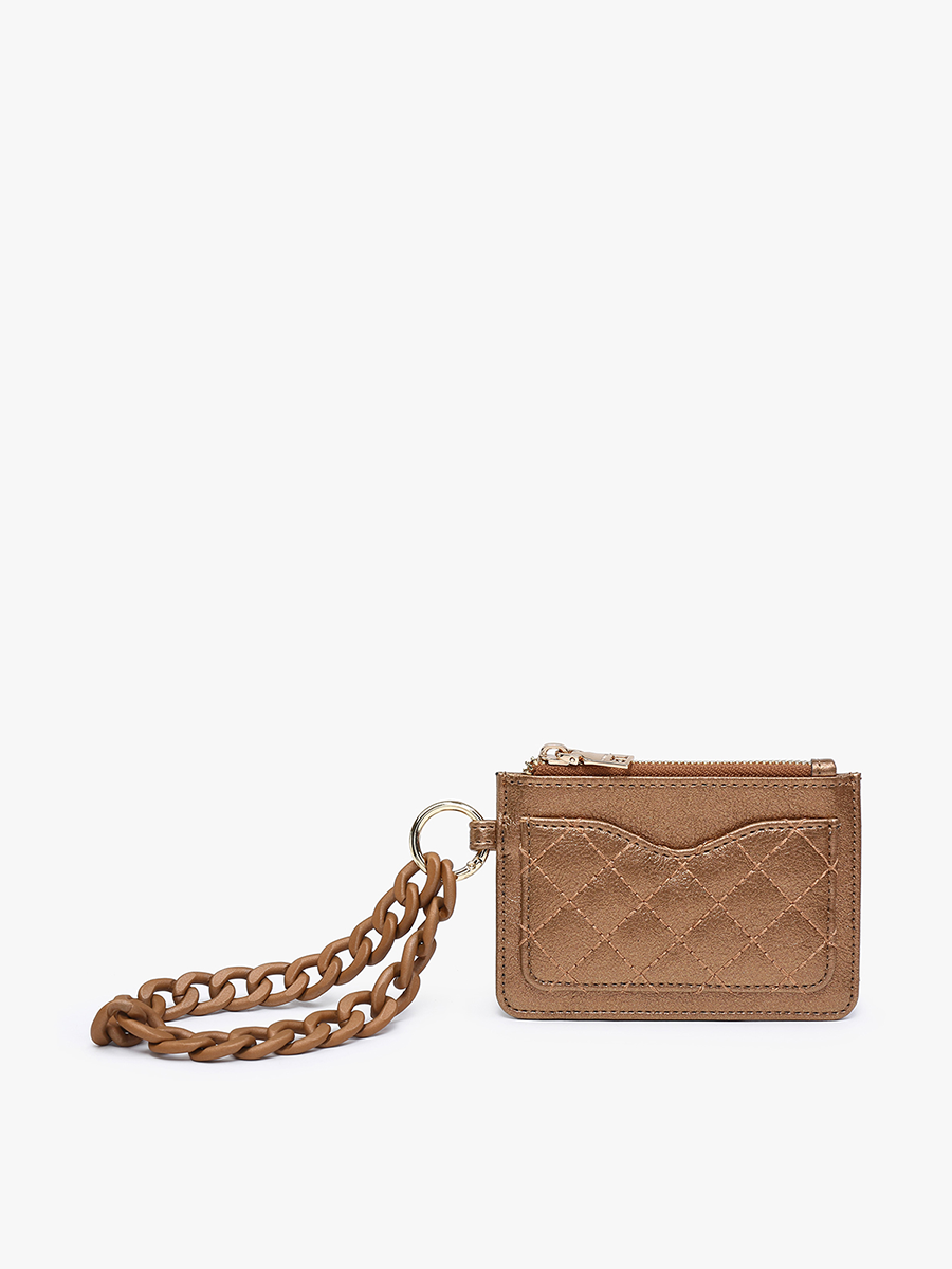 Rhodes Vegan Quilted Bangle in Copper Brown - Jen & Co. vegan handbag
