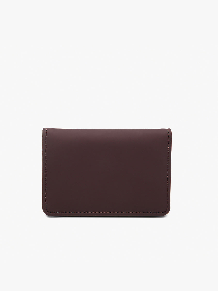 Evie Vegan Bifold Wallet in Dark Plum - Jen & Co. vegan handbag