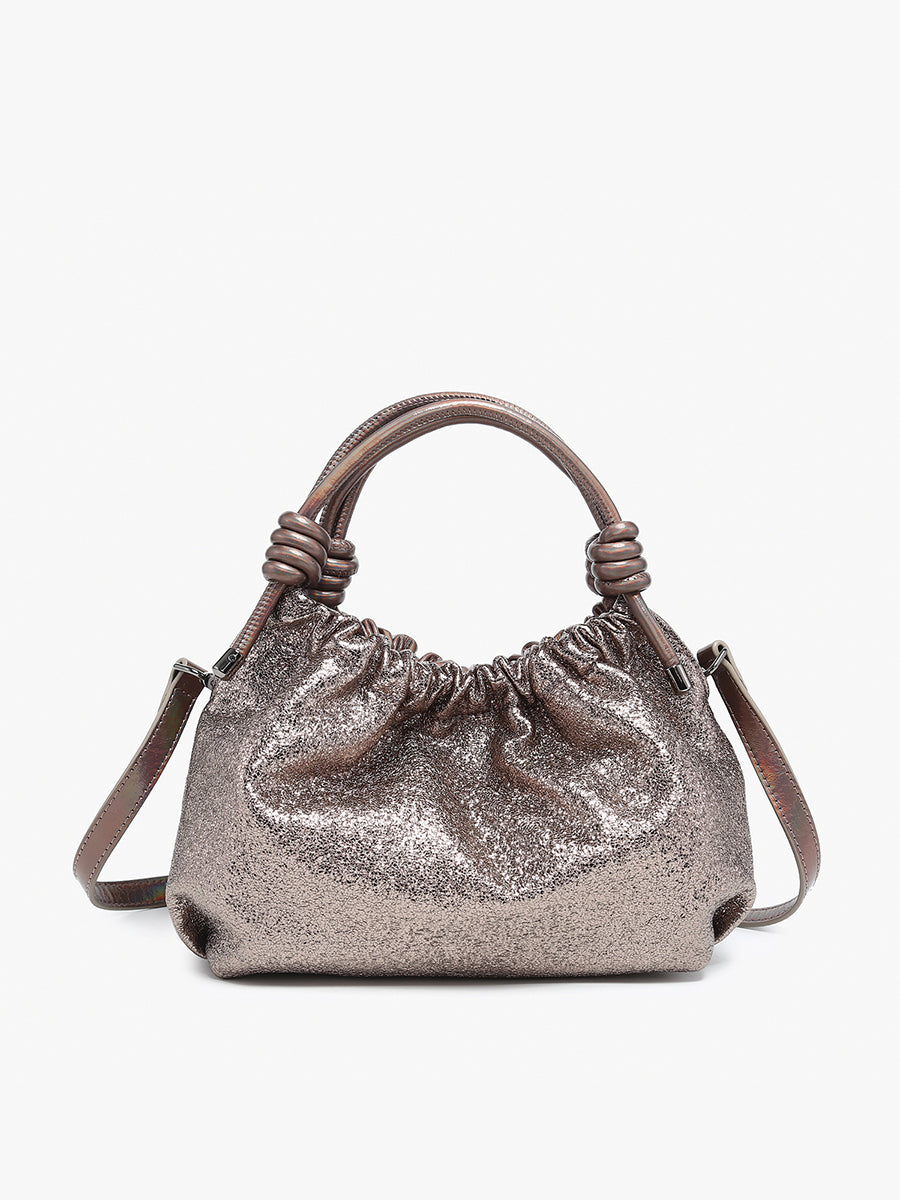 Lennox Vegan Glitter Clutch Pewter - Jen & Co. vegan handbag