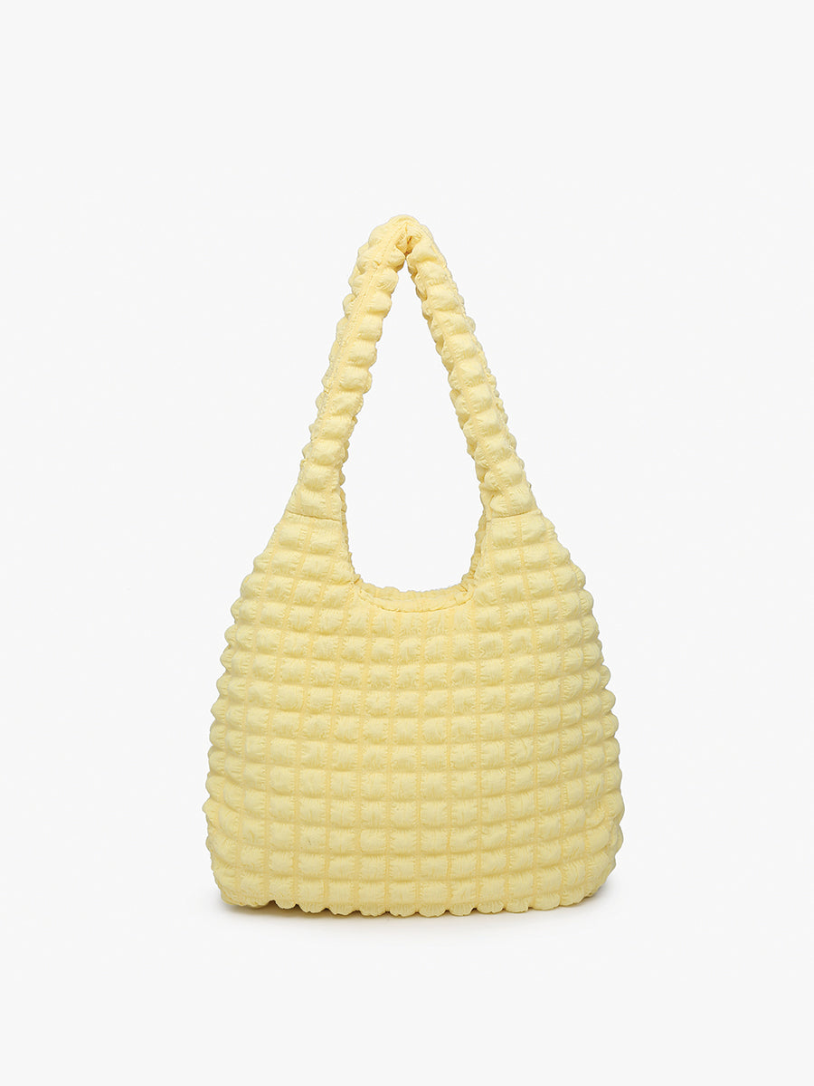 Georgia Quilted Nylon Hobo Pale Yellow - Jen & Co. vegan handbag