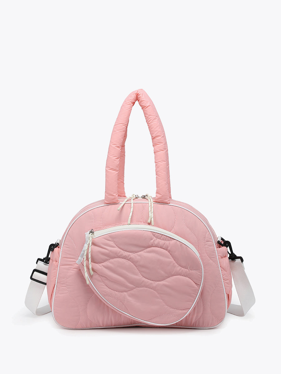 Banks Pickleball Duffle Bag in Pink White - Jen & Co. vegan handbag