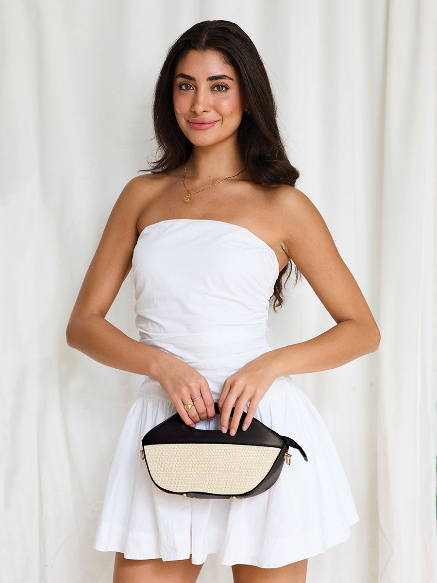 Cece Vegan Straw Bucket Bag in - Jen & Co. vegan handbag