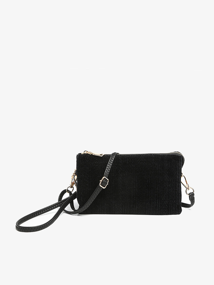 Riley Chevron Knit Crossbody Black - Jen & Co. vegan handbag