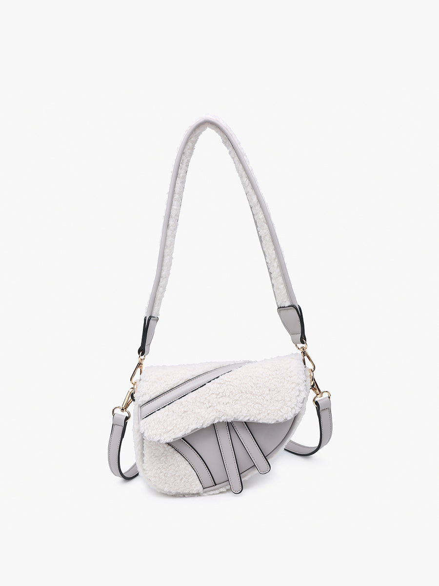 Kori Vegan Sherpa Crossbody Grey - Jen & Co. vegan handbag
