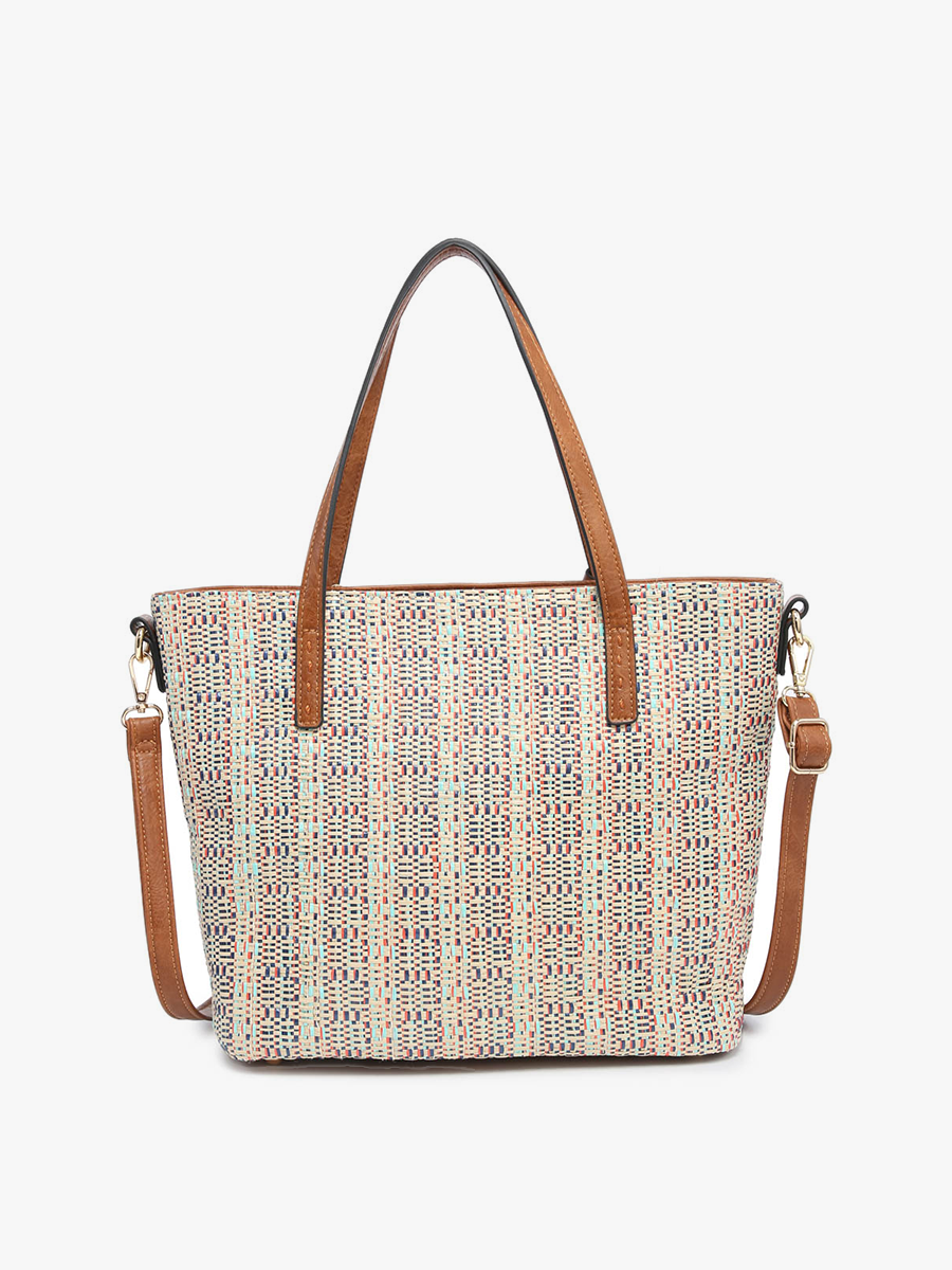 August Vegan Tote Natural Red Mint - Jen & Co. vegan handbag