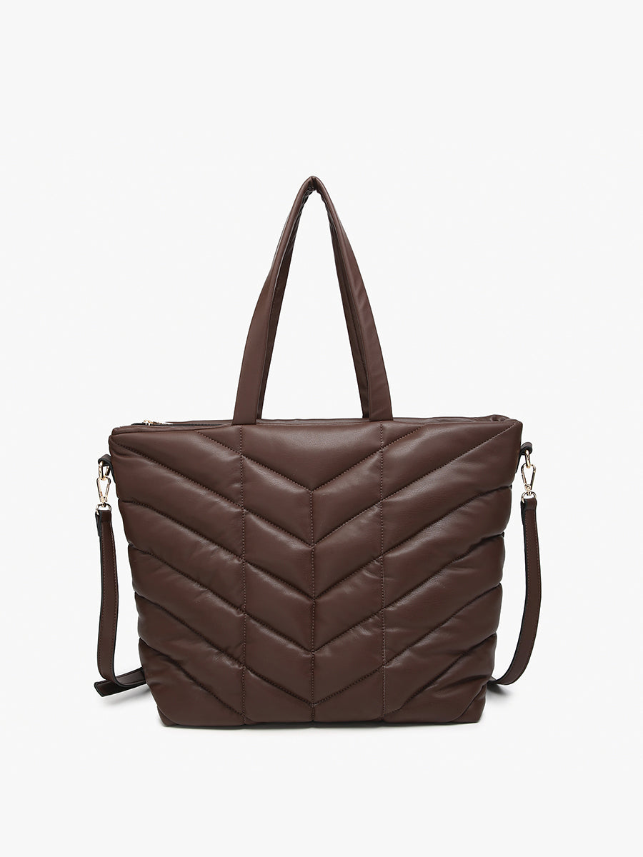 Brinley Vegan Quilted Chevron Tote – Jen & Co.
