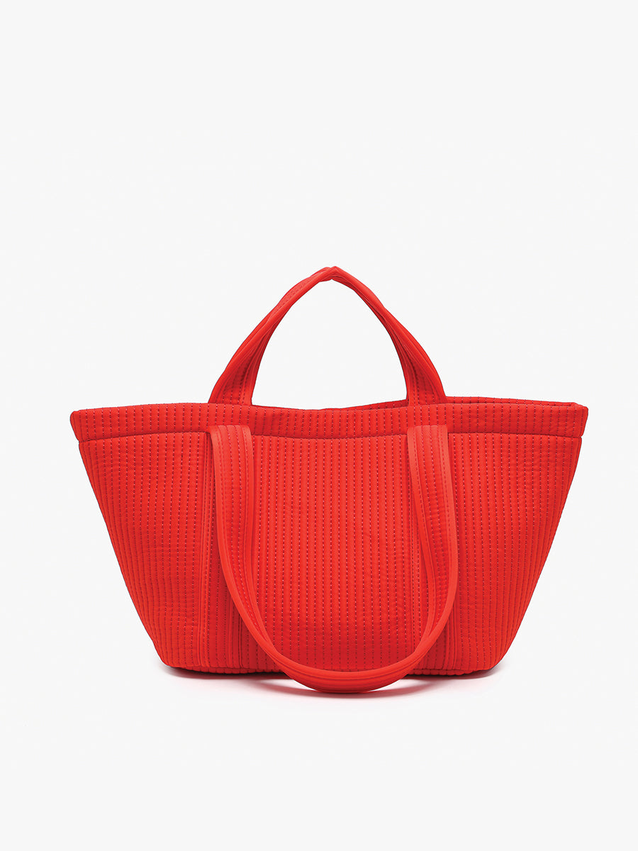 Marilyn Vegan Quilted Tote Red - Jen & Co. vegan handbag