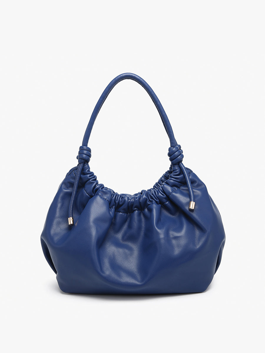 Celia Vegan Ruched Satchel in Navy - Jen & Co. vegan handbag