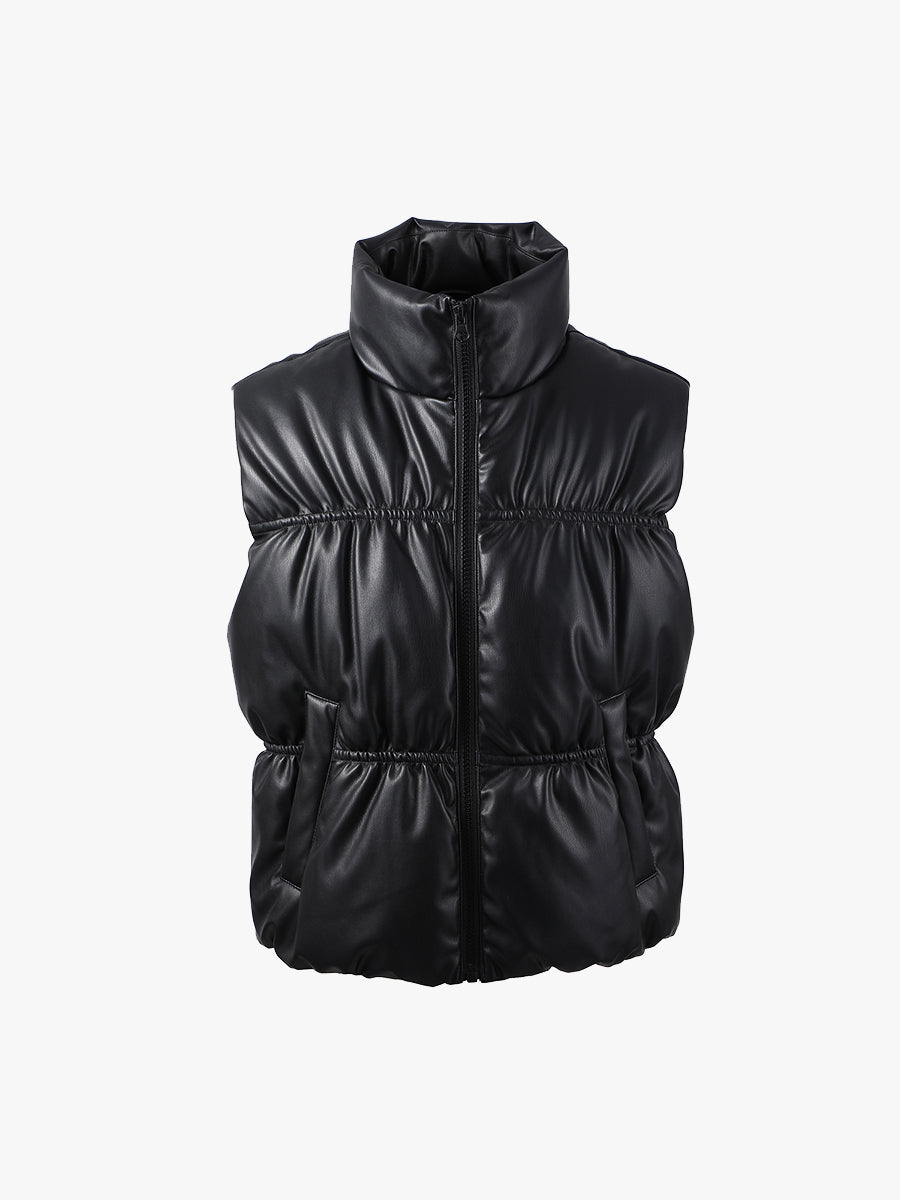 Cindy Vegan Leather Vest Black - Jen & Co. vegan handbag