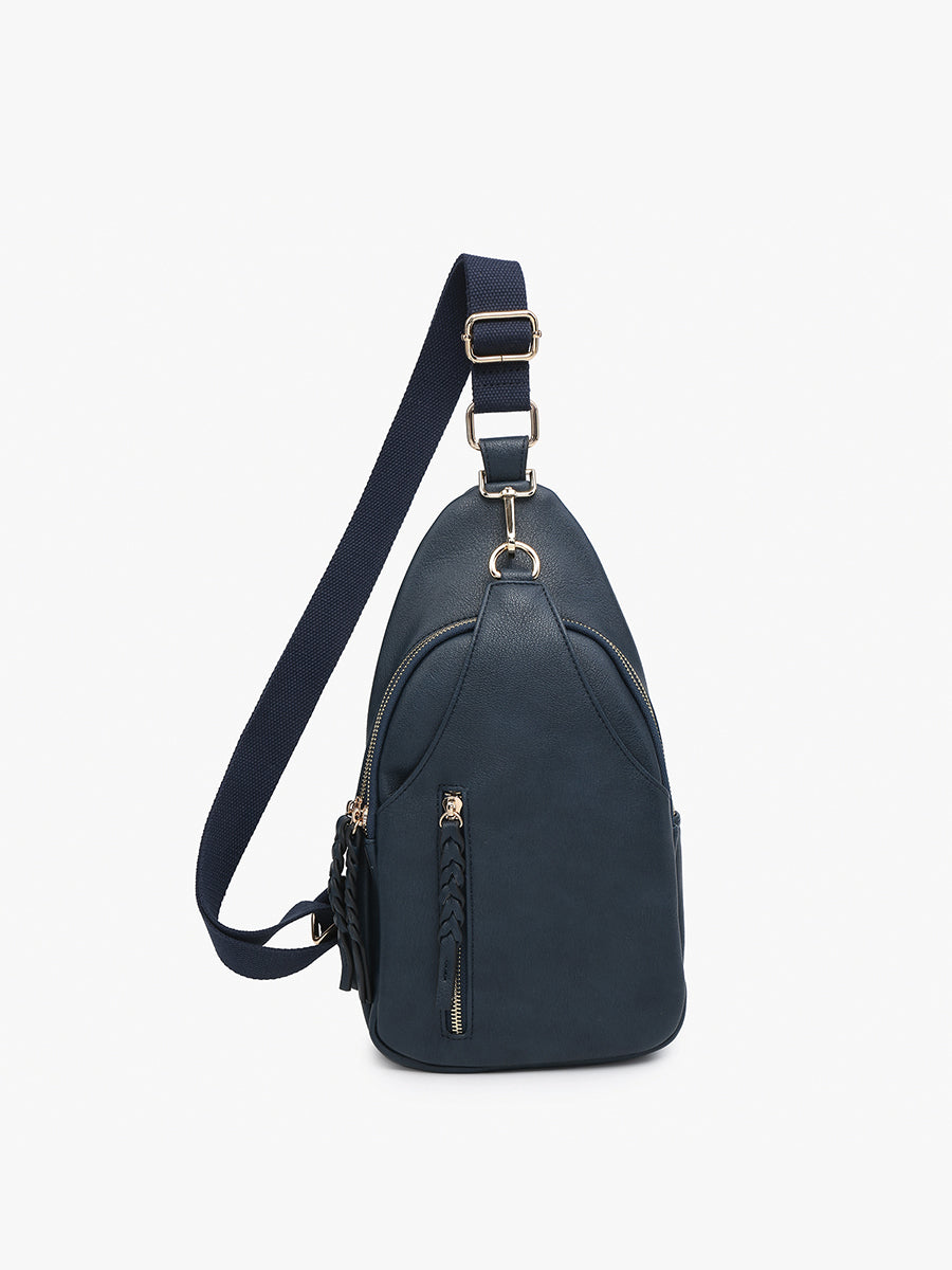 Nikki Vegan Sling Pack Bag Navy - Jen & Co. vegan handbag