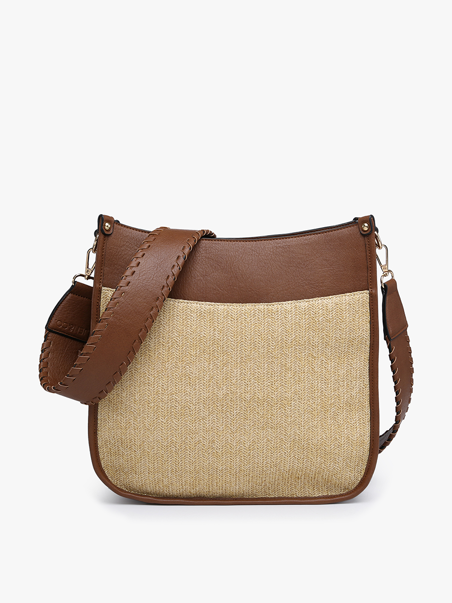 Chloe Vegan Straw Crossbody Brown - Jen & Co. vegan handbag