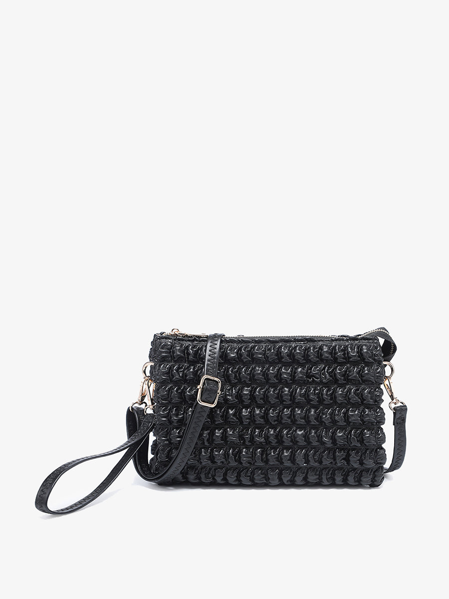 Izzy Bubble Puffer Crossbody Black - Jen & Co. vegan handbag