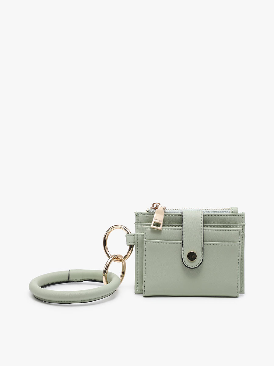 Sammie Vegan Wallet w/ Bangle in Sage - Jen & Co. vegan handbag