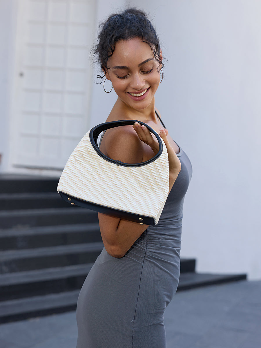 Catalina Vegan Straw Satchel in - Jen & Co. vegan handbag