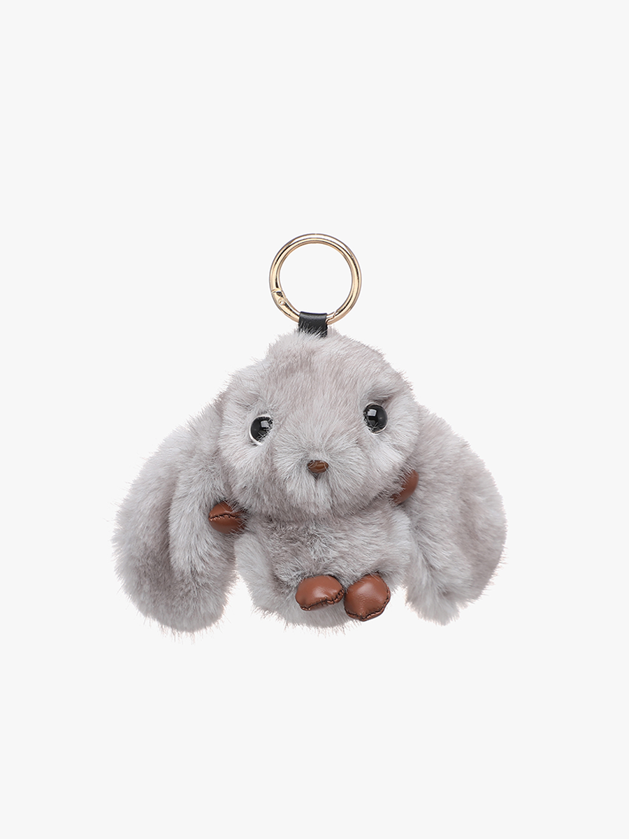 Fur Bag Charm Bunny Grey - Jen & Co. vegan handbag