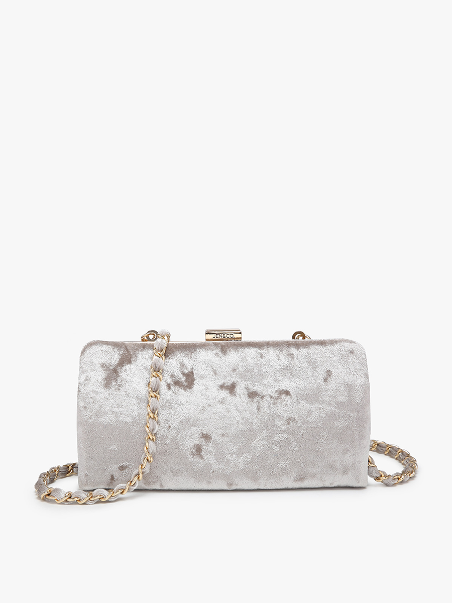 Sue Velvet Wallet Pouch White - Jen & Co. vegan handbag