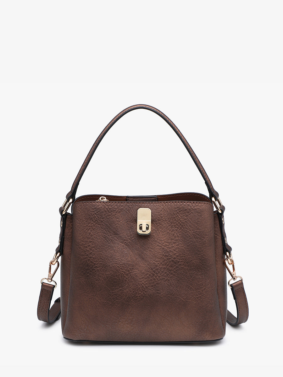 Allison Faux Canvas Satchel Cocoa Pearl - Jen & Co. vegan handbag