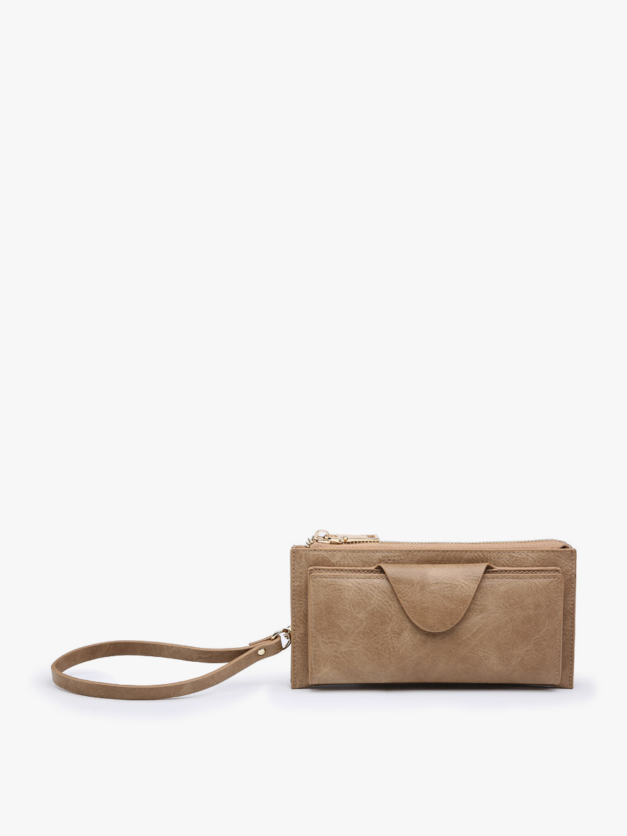 Kyla Vegan RFID Wallet Taupe - Jen & Co. vegan handbag