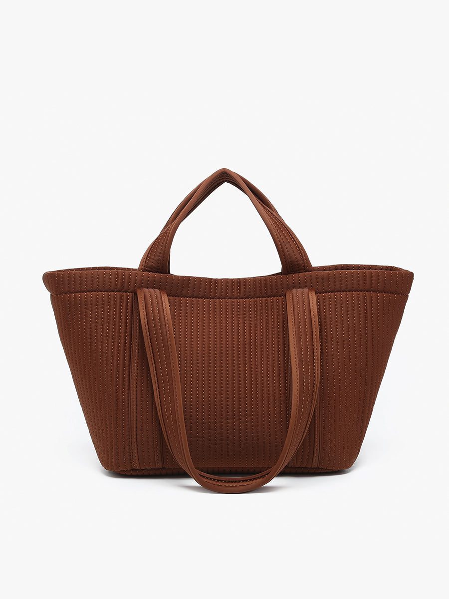 Marilyn Vegan Quilted Tote Chocolate - Jen & Co. vegan handbag