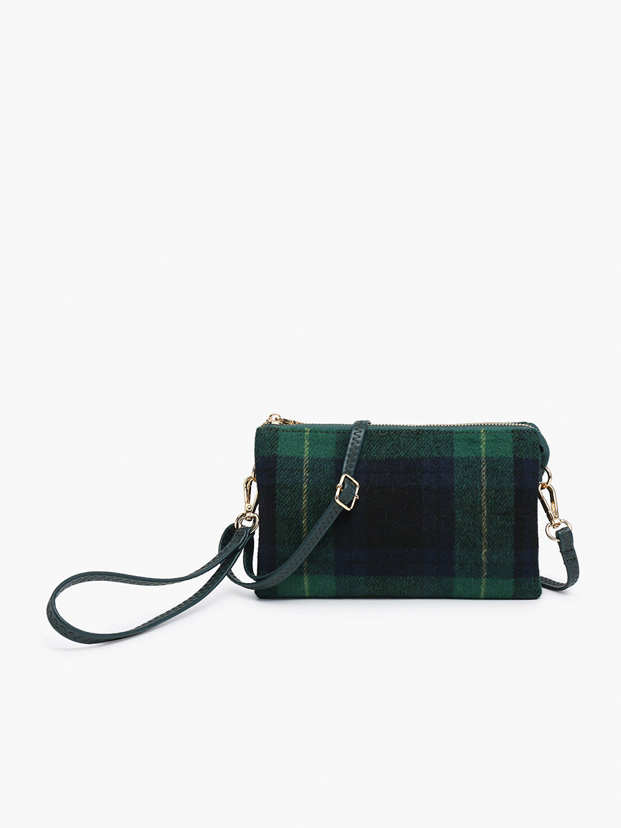 Riley Vegan Plaid Crossbody in Green - Jen & Co. vegan handbag