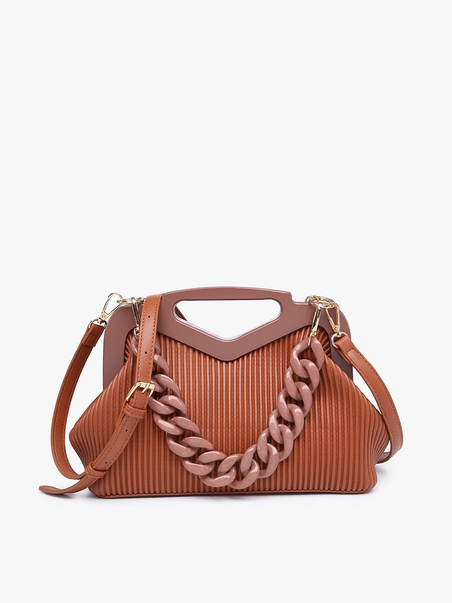 Remy Vegan Pleated Frame Bag Brown - Jen & Co. vegan handbag
