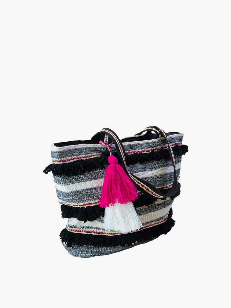 Taisha Striped Tassel Tote