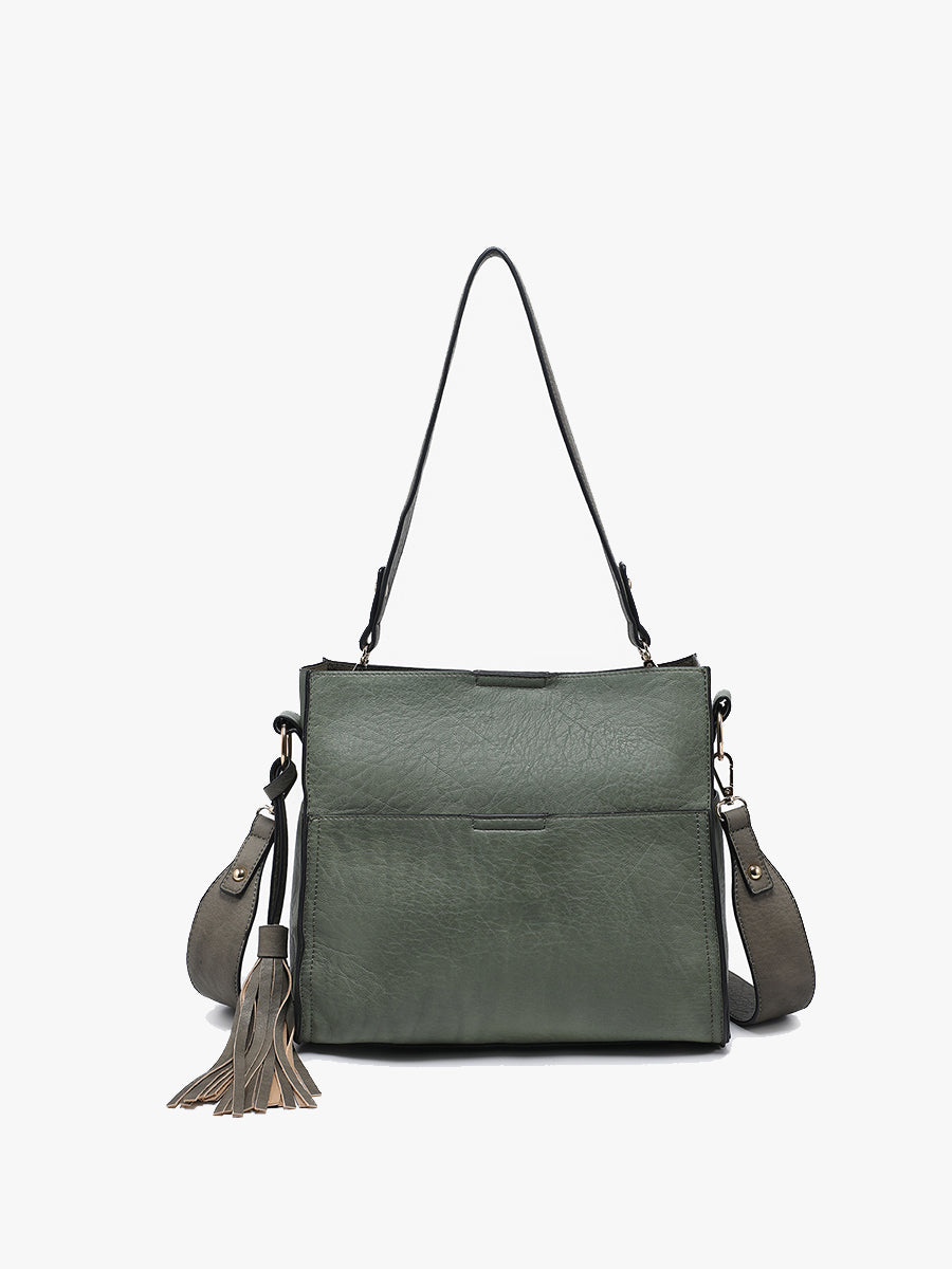 Lyla Vegan Bucket Bag in Basil - Jen & Co. vegan handbag