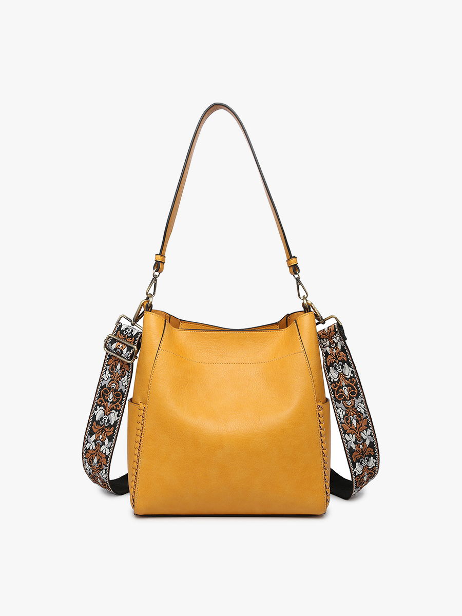 Penny Vegan Bucket Bag in Mustard - Jen & Co. vegan handbag