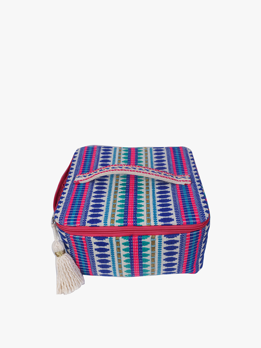 Neve Cotton Multi-Pouch Set in Navy Pink - Jen & Co. vegan handbag