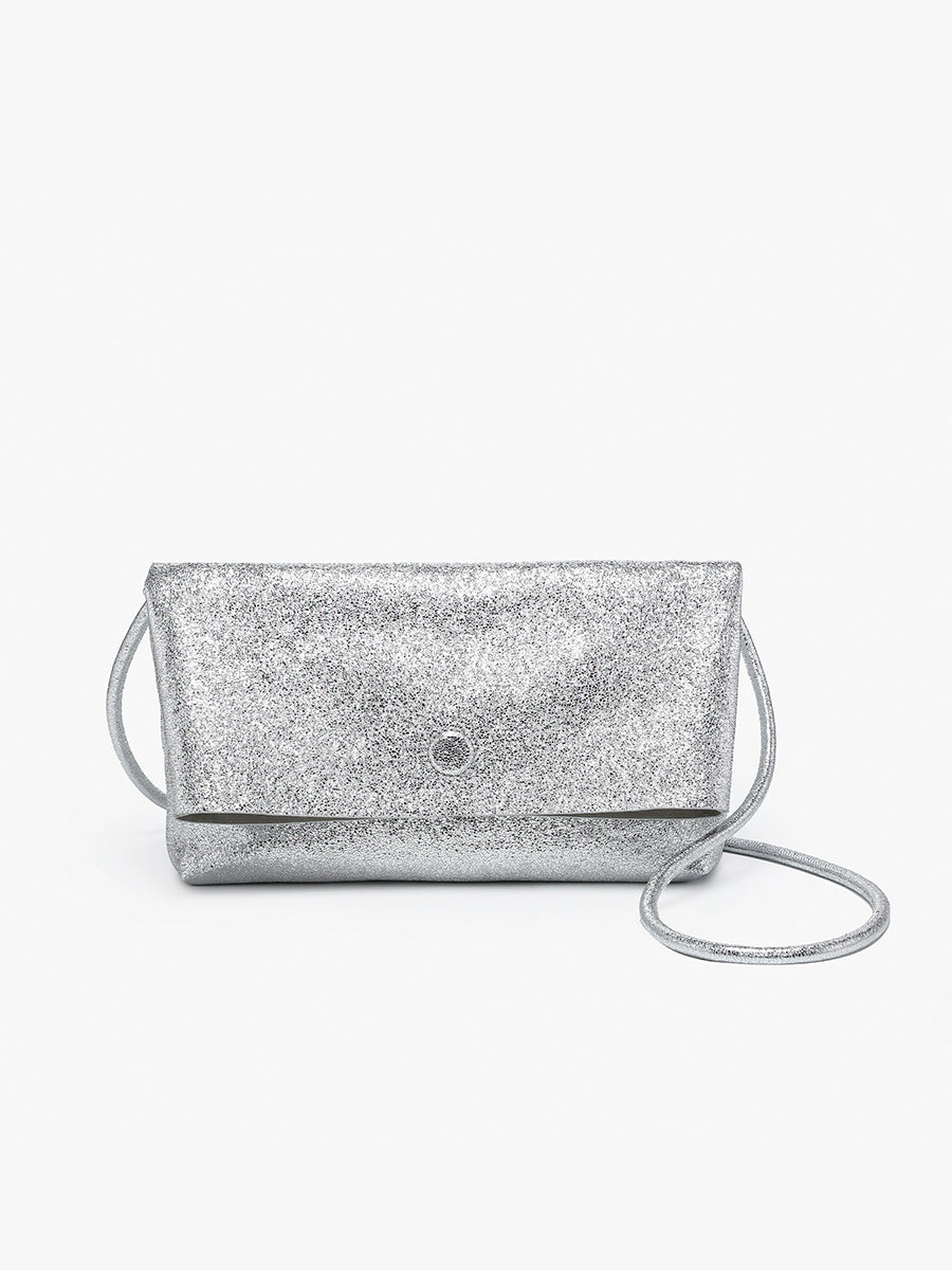 Lana Glitter Crossbody in Silver - Jen & Co. vegan handbag