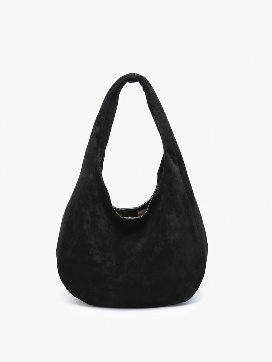 Katherine Slouchy Faux Suede Hobo Black - Jen & Co. vegan handbag