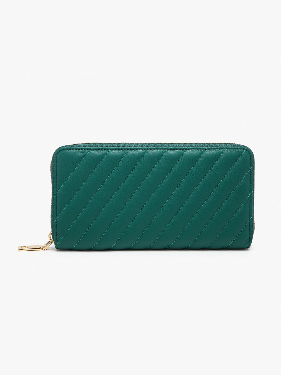 Kylie Vegan Quilted Wallet in Forest Green - Jen & Co. vegan handbag