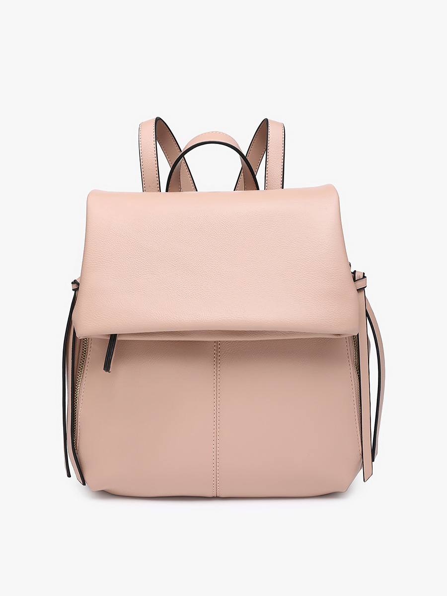 Adley Vegan Foldover Backpack in Mauve - Jen & Co. vegan handbag