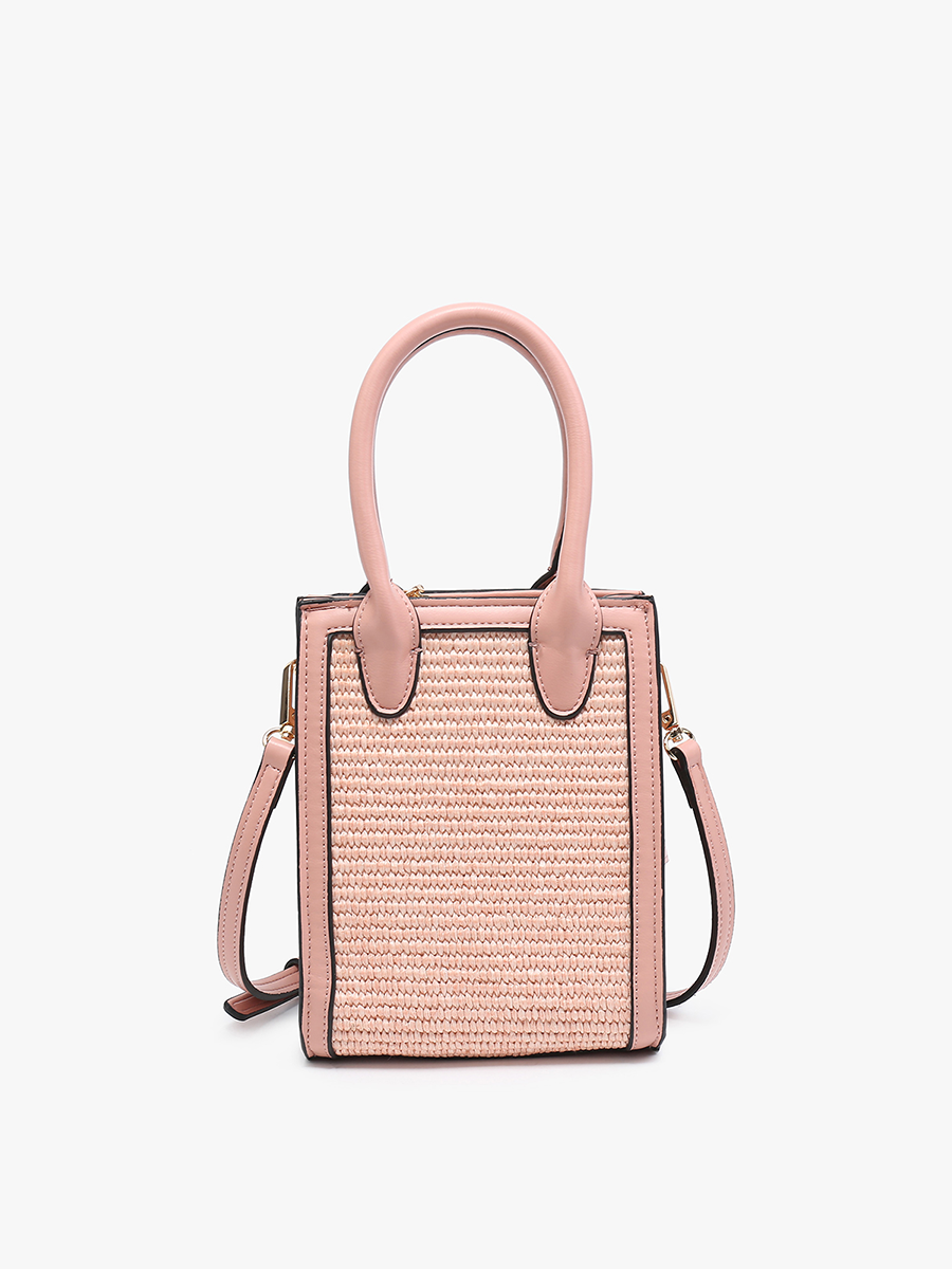 Fauna Vegan Straw Satchel Pink - Jen & Co. vegan handbag