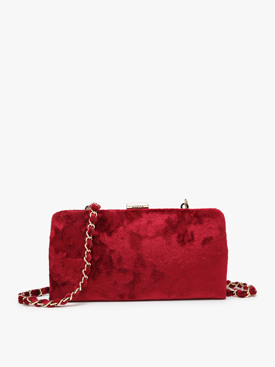 Sue Velvet Wallet Pouch Red - Jen & Co. vegan handbag