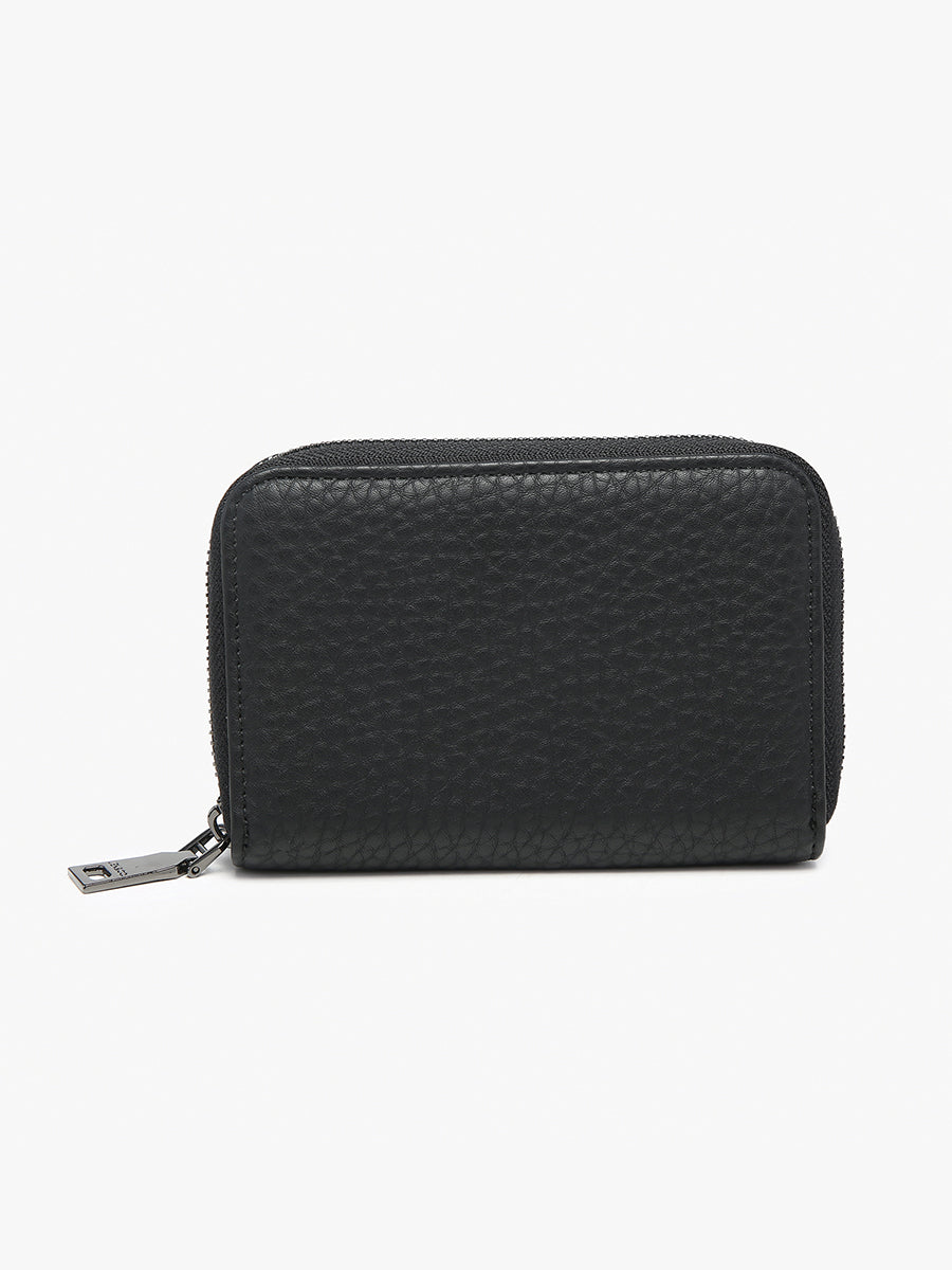 Alessia Vegan Zip-Around Wallet Black - Jen & Co. vegan handbag