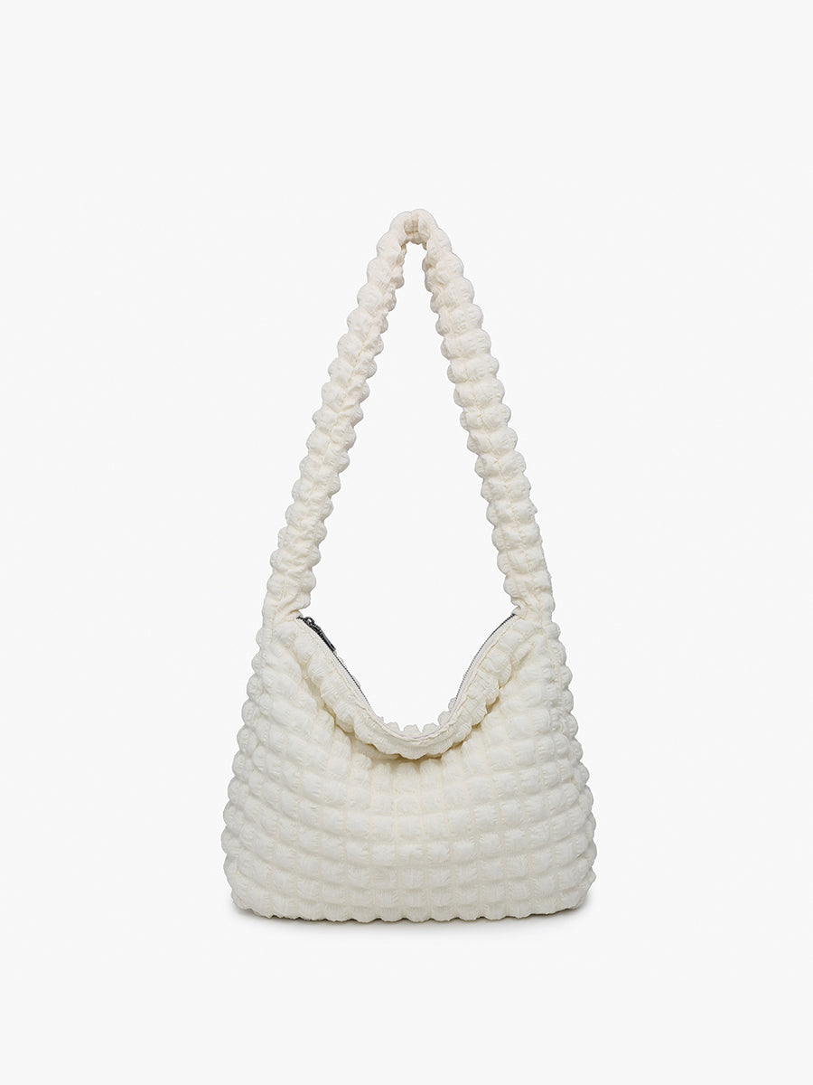 Rosemary Quilted Nylon Crossbody Off White - Jen & Co. vegan handbag
