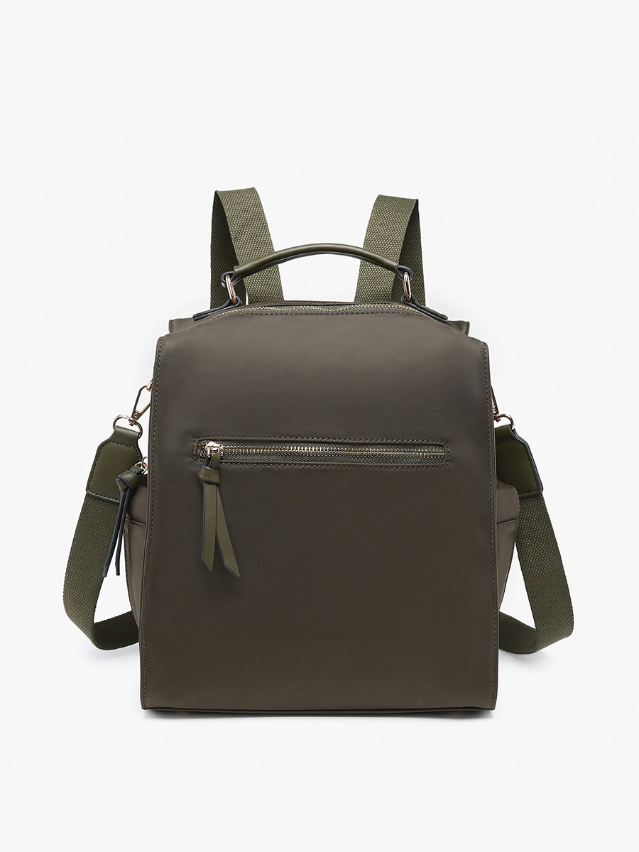 Laura Nylon Backpack Dark Olive - Jen & Co. vegan handbag