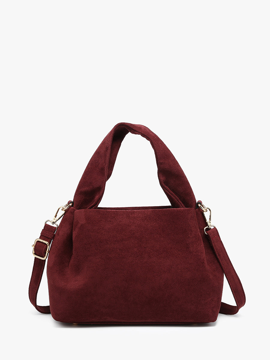 Lia Vegan Suede Satchel Mahogany - Jen & Co. vegan handbag