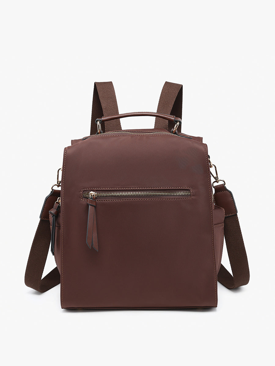 Laura Nylon Backpack Chocolate - Jen & Co. vegan handbag